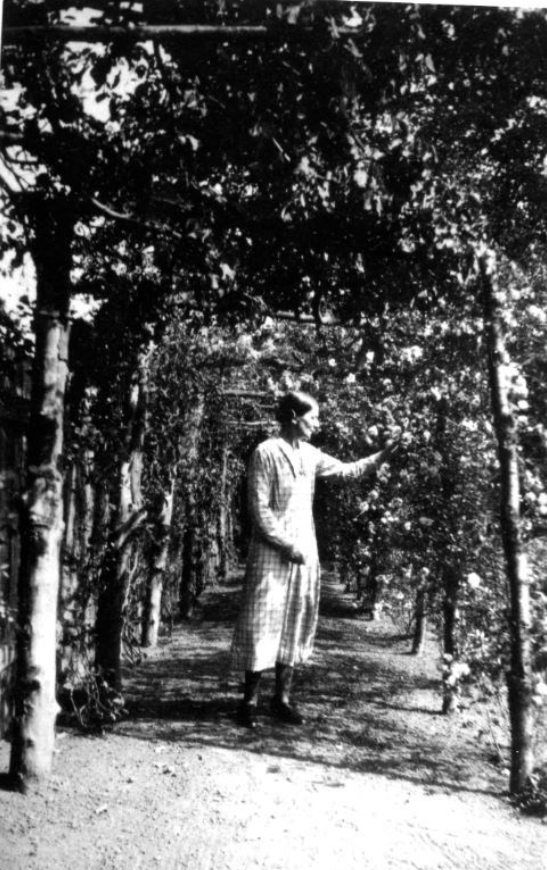 Gerda Heuch i haven i Søndergade nr. 34, Vejen.
..
Det må have været en utrolig flot have i 1930verne ved siden af Bakkely Skole.