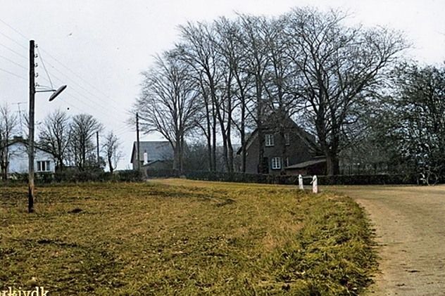 Skovvej 33, Vejen set fra vest.
Fotograf  Bent Schmidt Jørgensen 
  Rosengade 54, Vejen.
,,,,,,,,,,,,,,,
Sådan husker jeg Skovvejen.
Med direktør Rud. Frederiksens idylliske hus nummer 33, der er her endnu.
Direktør R. Frederiksen havde ikke langt til sit arbejde på Phønix.
Huset overfor husker jeg også. 
Det var der hvor man havde meget fart på cyklen der startede oppe på Højbro. Det må være et ældre billede da der ikke er asfalteret på Skovvejen endnu. Det var i 1953 at Højbro og Skovvej  blev asfalteret. Året hvor jeg startede i første klasse på Bakkely Skole.