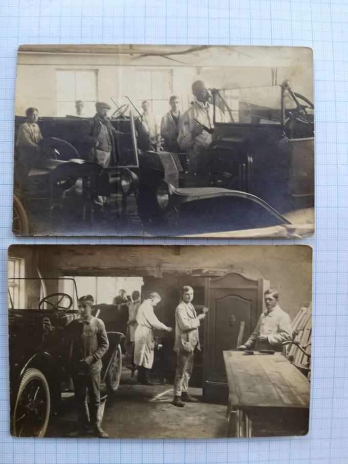 Billeder fra karetmager Jensens værksted, 1920.